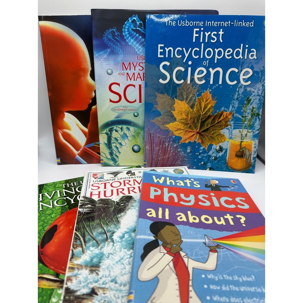 Lot of 6 Usborne Children's Science Books Genes Mysteries Encyclopedia Physics +